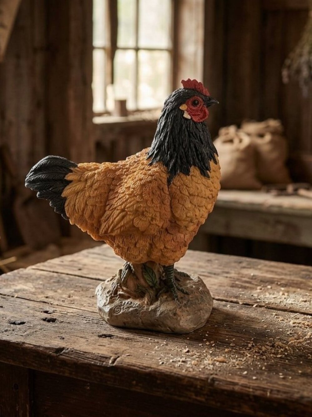 Rooster Statue Textured Garden Rooster Sculpture Decor Rustic for Farm